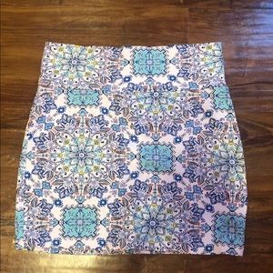 White Pencil Skirt With Floral Design